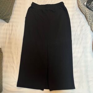 Like New Zara Jersey Midi Skirt, Black, Large